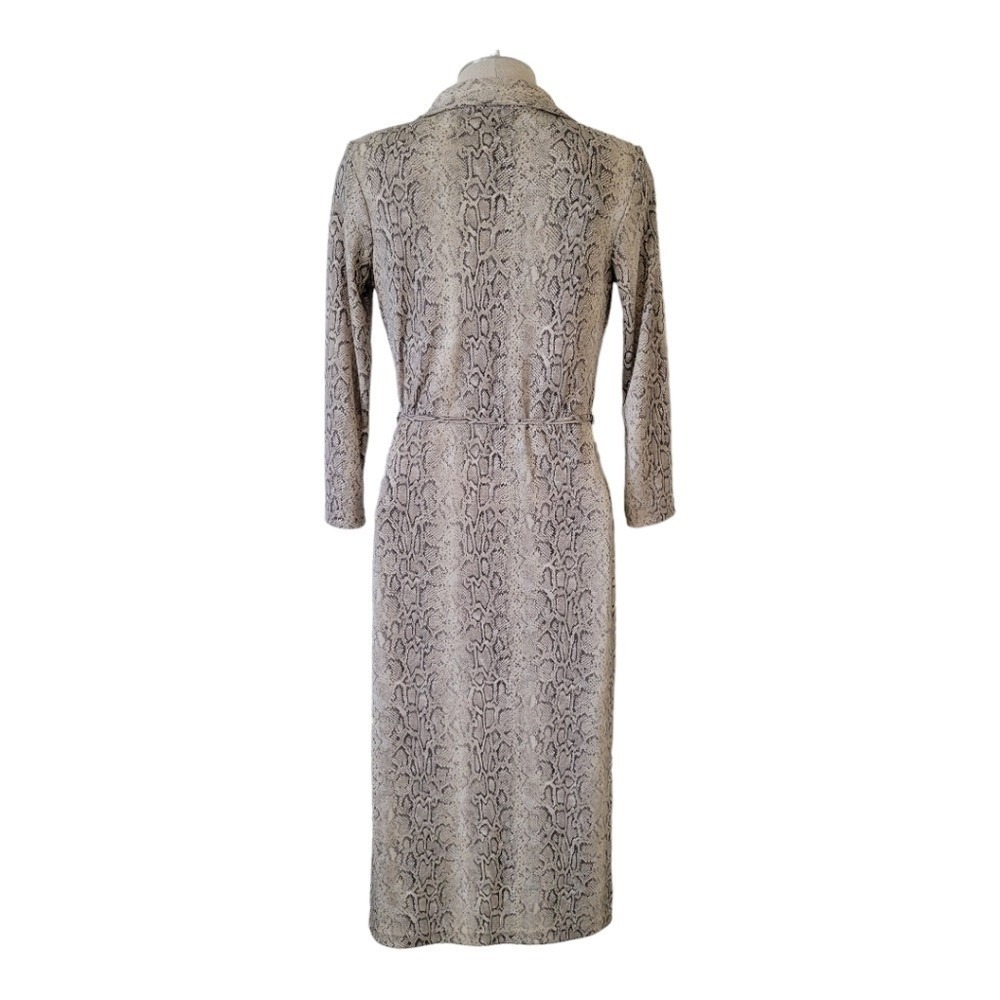 Warehouse Women Snakeskin Stretch Midi Sheath Dress 10 Collared Minimalist - Picture 5 of 11